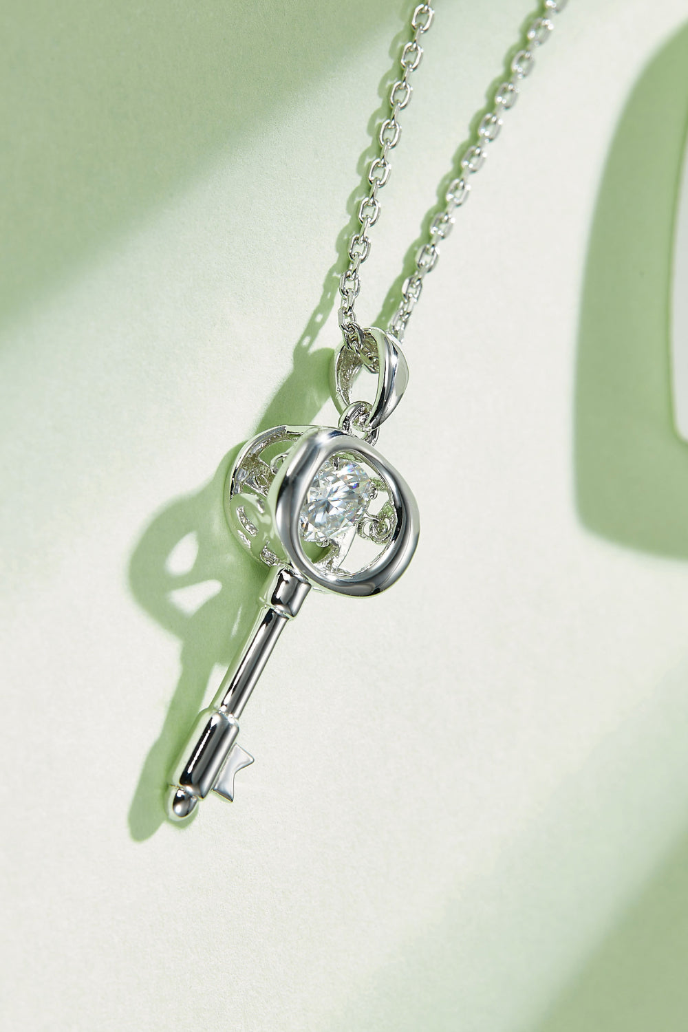 Moissanite Key Pendant Necklace-Teresa&#39;s Fashionista LLC