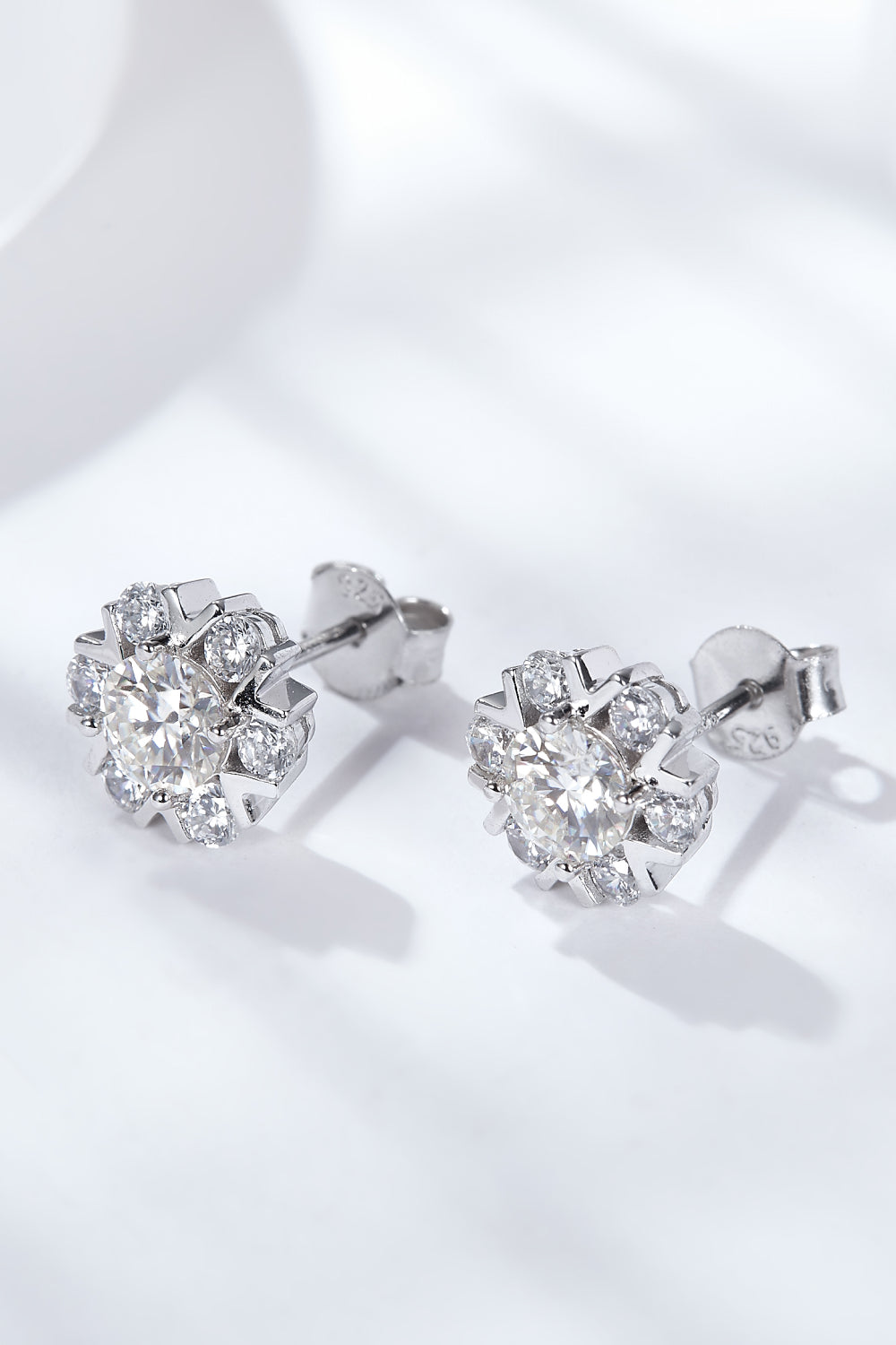 925 Sterling Silver Moissanite Stud Earrings-Teresa&#39;s Fashionista LLC