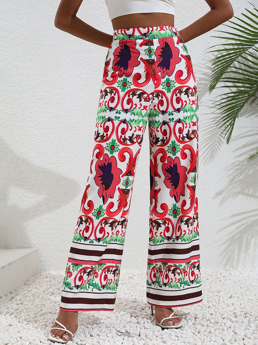 Printed High-Rise Wide Leg Pants-Teresa&#39;s Fashionista LLC