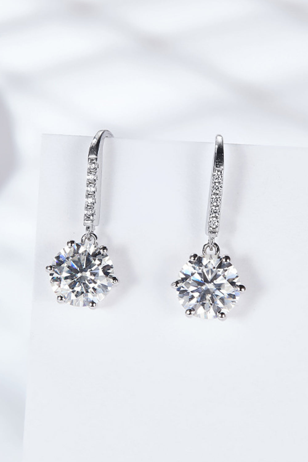 6-Prong Moissanite Drop Earrings-Teresa&#39;s Fashionista LLC