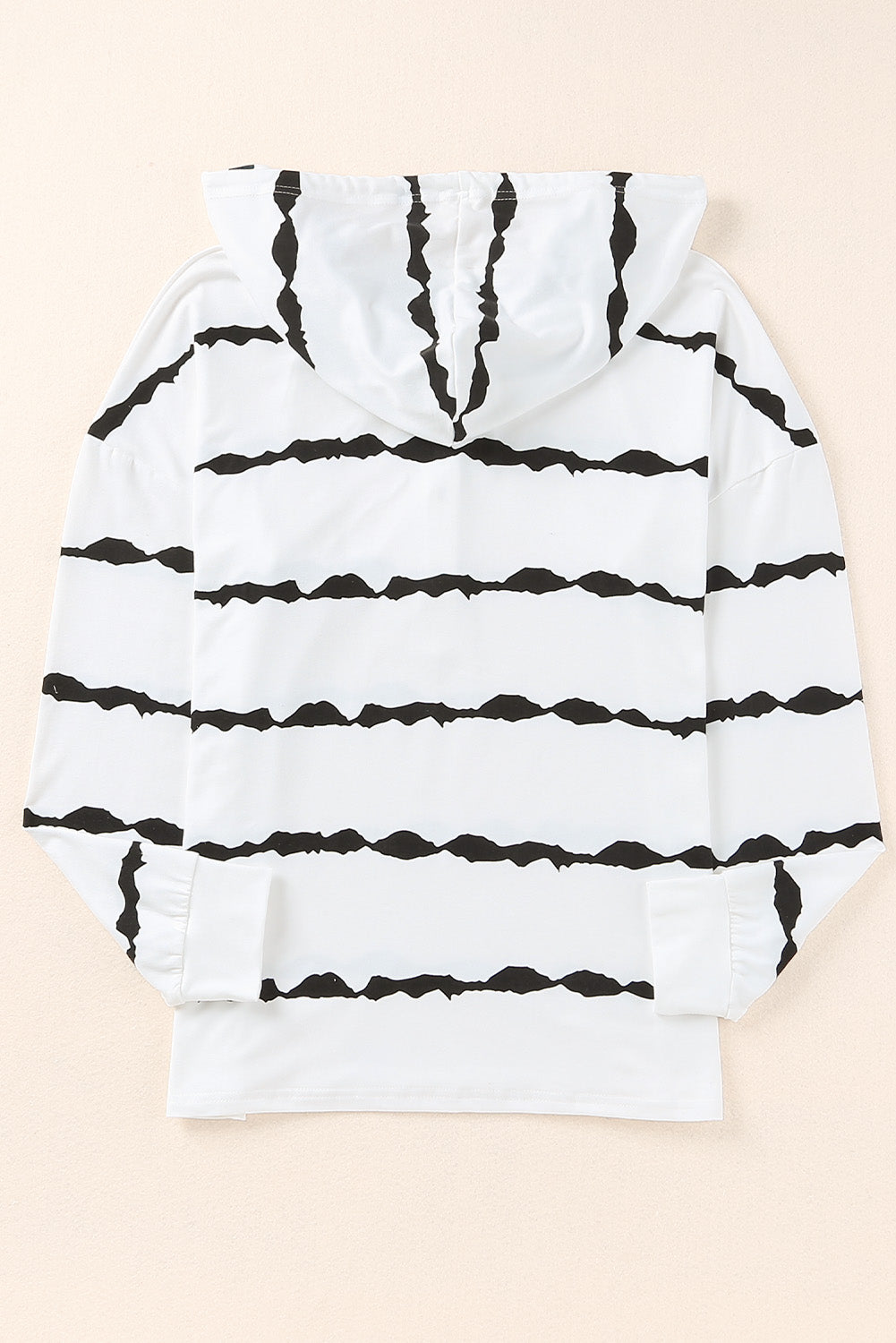 Striped Half-Button Drawstring Hoodie-Teresa&#39;s Fashionista LLC