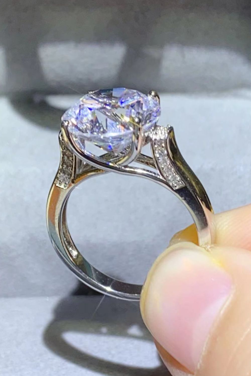 5 Carat Moissanite Platinum-Plated Ring-Teresa&#39;s Fashionista LLC