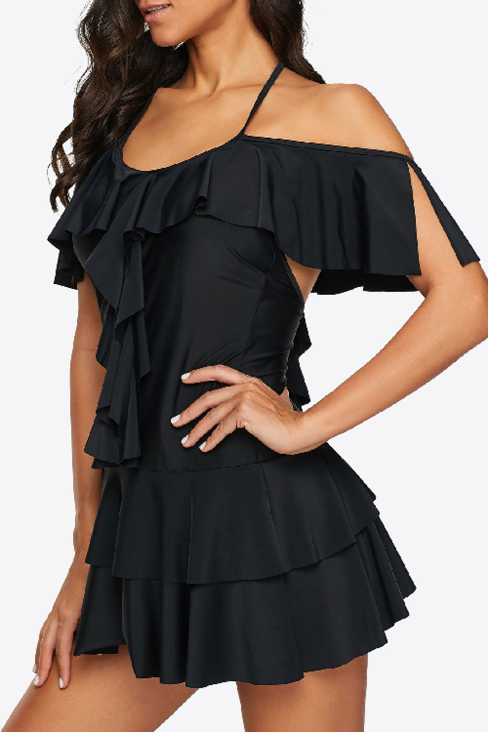 Ruffled Cold-Shoulder Two-Piece Swimsuit-Teresa&#39;s Fashionista LLC