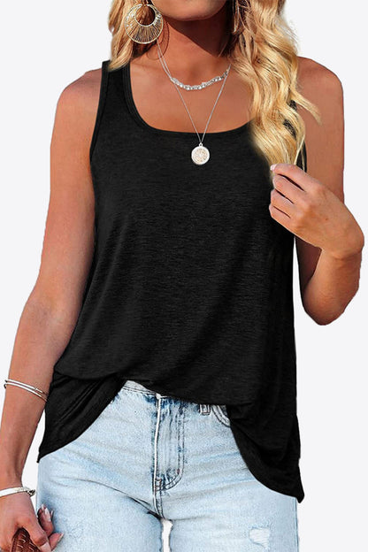 Curved Hem Square Neck Tank-Teresa&#39;s Fashionista LLC