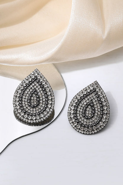 Wonderful Life Inlaid Cubic Zirconia Teardrop Stud Earrings-Teresa&#39;s Fashionista LLC