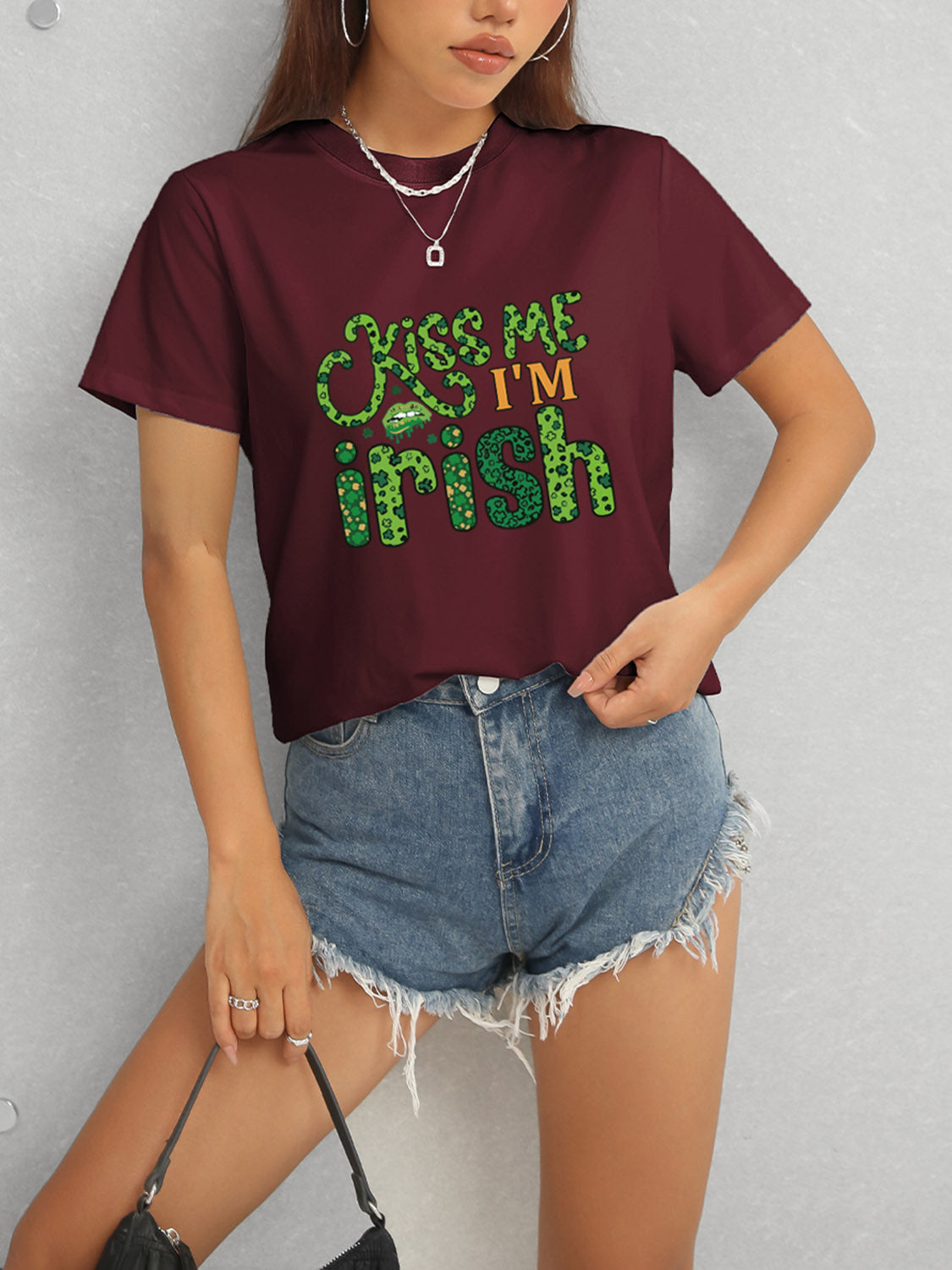 KISS ME I'M IRISH Round Neck T-Shirt-Teresa&#39;s Fashionista LLC