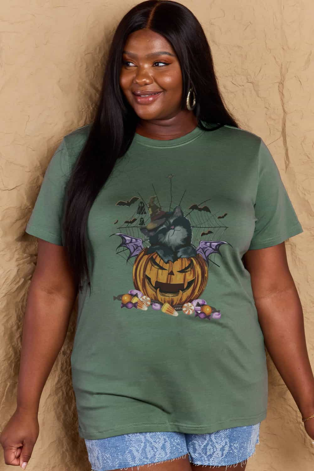 Simply Love Full Size Jack-O'-Lantern Graphic T-Shirt-Teresa&#39;s Fashionista LLC