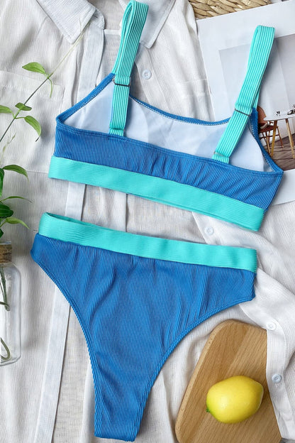 Color Block Scoop Neck Bikini Set-Teresa&#39;s Fashionista LLC