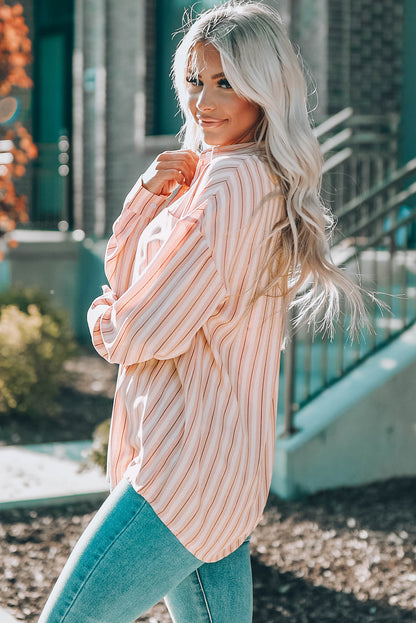 Striped Button-Up Dropped Shoulder Shirt-Teresa&#39;s Fashionista LLC