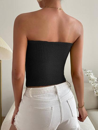 Sweetheart Neck Knit Tube Top-Teresa&#39;s Fashionista LLC