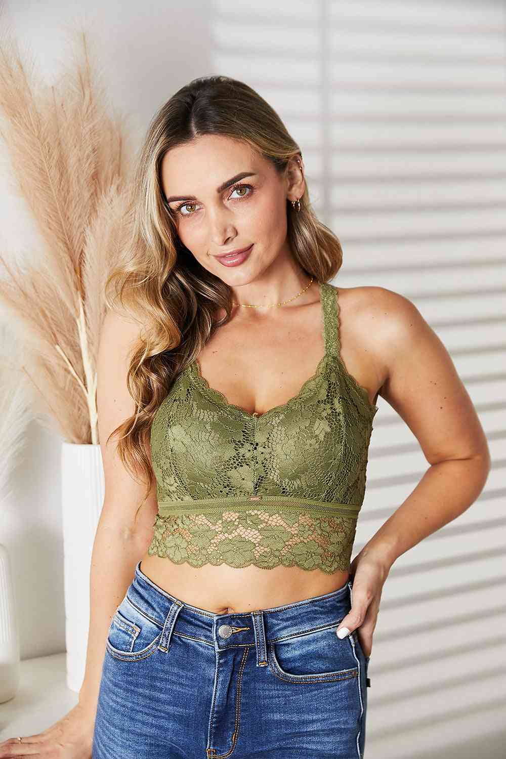 JadyK Juliette Full Size Crisscross Lace Bralette-Teresa&#39;s Fashionista LLC