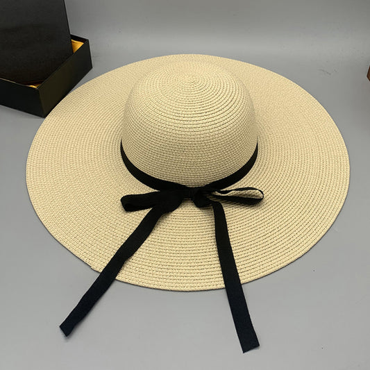 Bow Paper Braided Wide Brim Hat - Teresa's Fashionista LLC