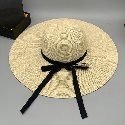 Bow Paper Braided Wide Brim Hat-Teresa&#39;s Fashionista LLC