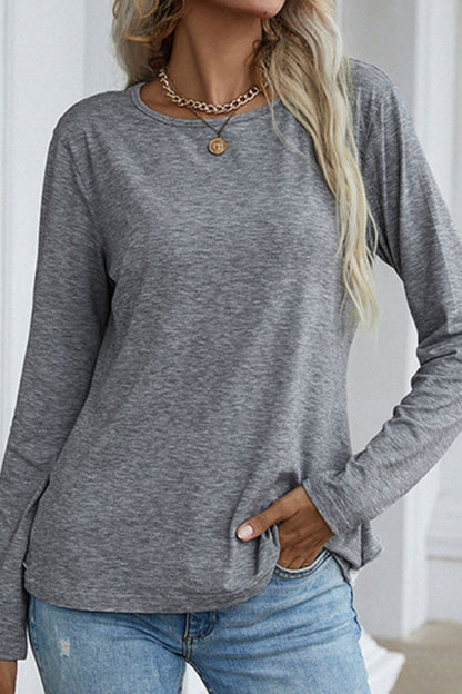 Spliced Lace Ruffled Long Sleeve Tee-Teresa&#39;s Fashionista LLC