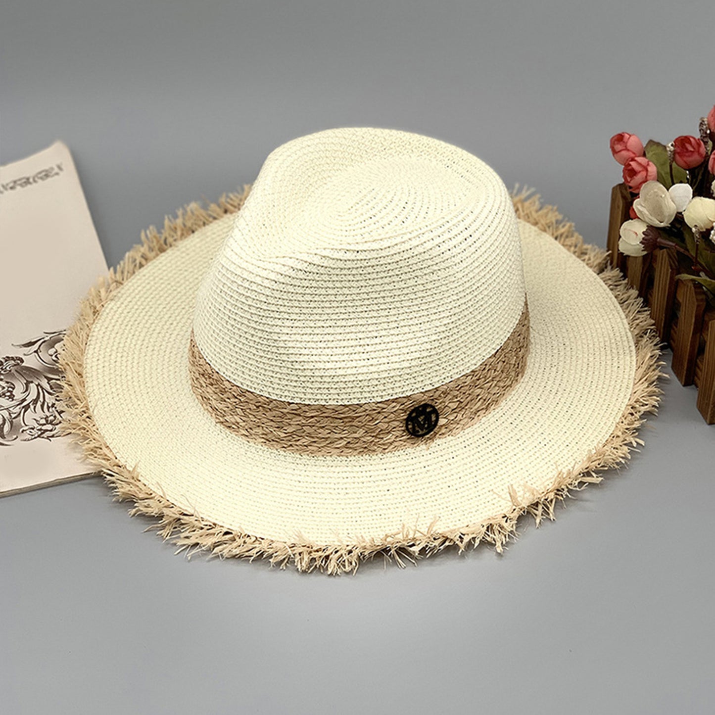 Raw Hem Raffia Hat-Teresa&#39;s Fashionista LLC