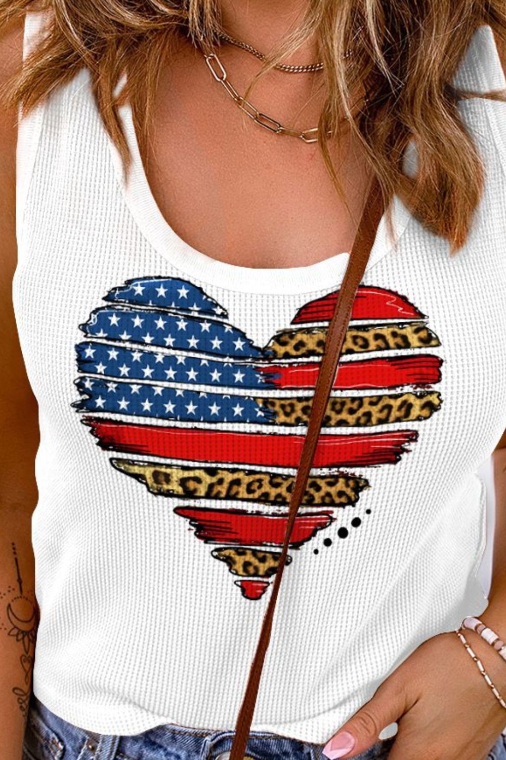 Star and Stripe Heart Graphic Scoop Neck Tank-Teresa&#39;s Fashionista LLC