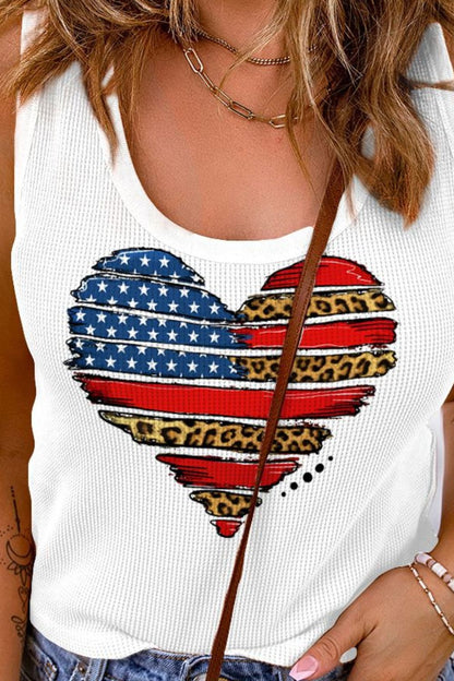 Star and Stripe Heart Graphic Scoop Neck Tank-Teresa&#39;s Fashionista LLC