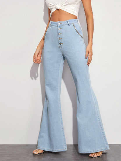 Button Fly Wide Leg Jeans-Teresa&#39;s Fashionista LLC