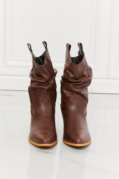 MMShoes Better in Texas Scrunch Cowboy Boots in Brown-Teresa&#39;s Fashionista LLC