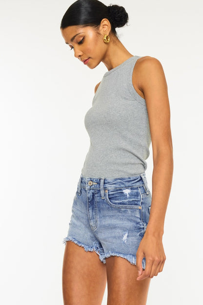 Kancan Distressed Raw Hem Denim Shorts-Teresa&#39;s Fashionista LLC