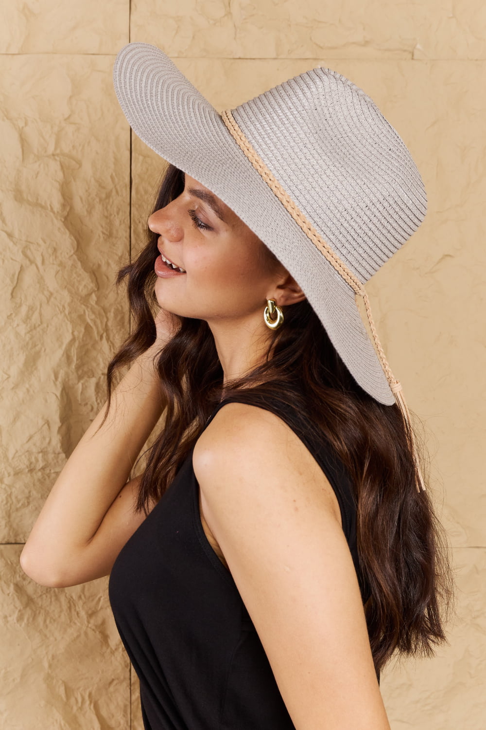 Fame Keep Me Close Straw Braided Rope Strap Fedora Hat-Teresa&#39;s Fashionista LLC