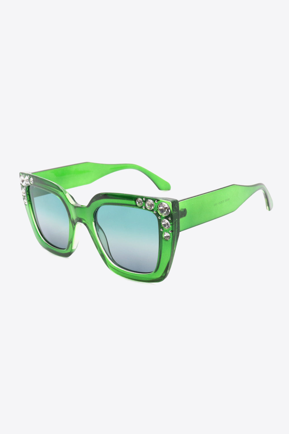 Inlaid Rhinestone Polycarbonate Sunglasses-Teresa&#39;s Fashionista LLC