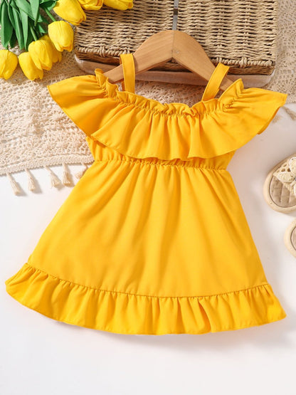 Baby Girl Frill Trim Ruffle Hem Dress-Teresa&#39;s Fashionista LLC