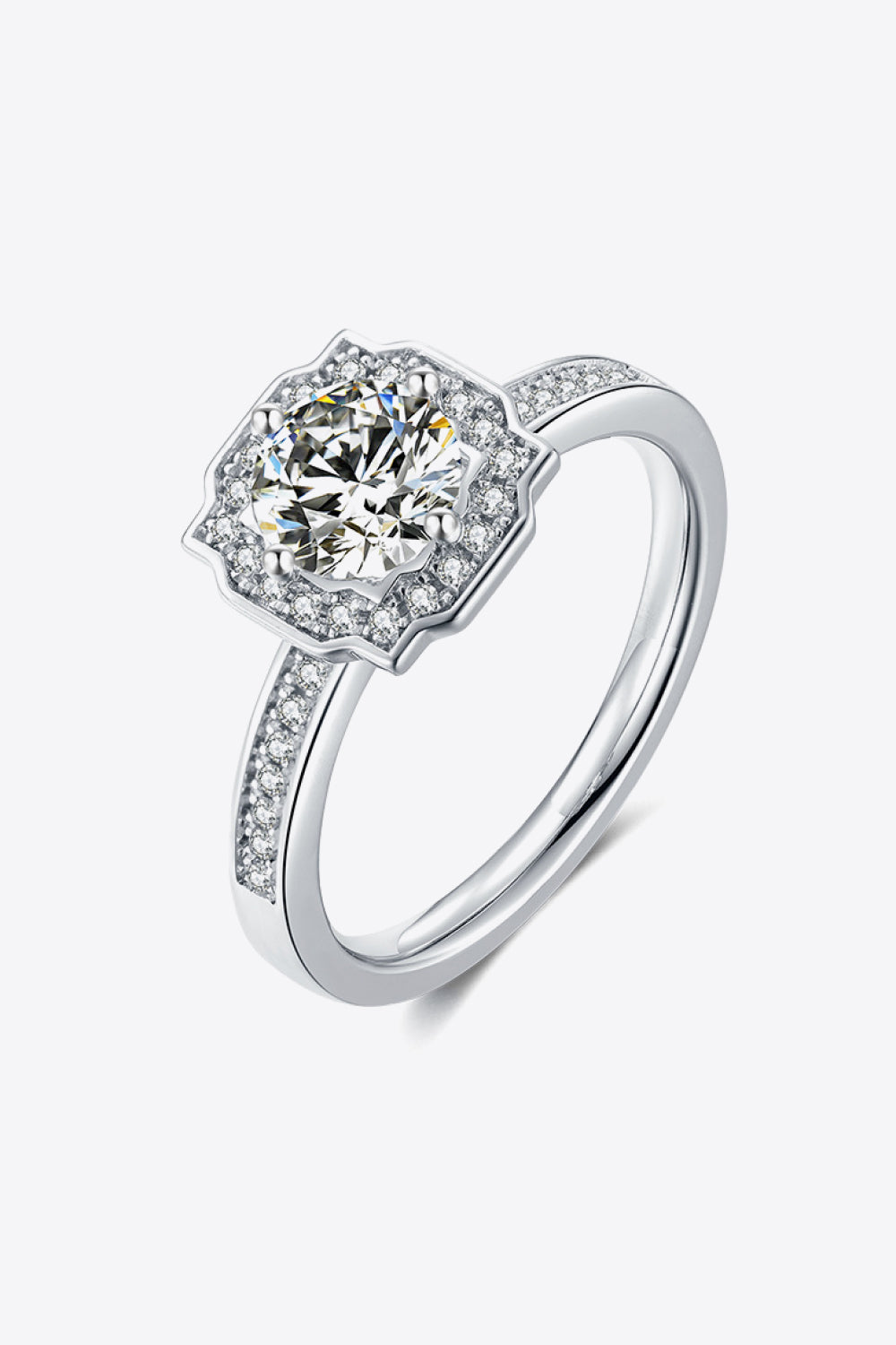 1 Carat Moissanite Platinum-Plated Ring-Teresa&#39;s Fashionista LLC