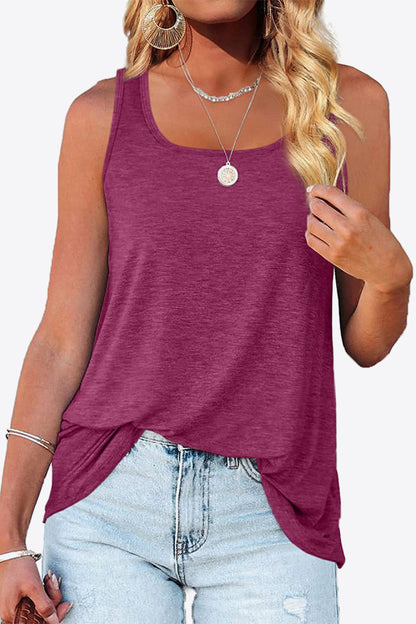 Curved Hem Square Neck Tank-Teresa&#39;s Fashionista LLC