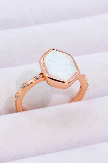 Opal Hexagon 925 Sterling Silver Ring-Teresa&#39;s Fashionista LLC