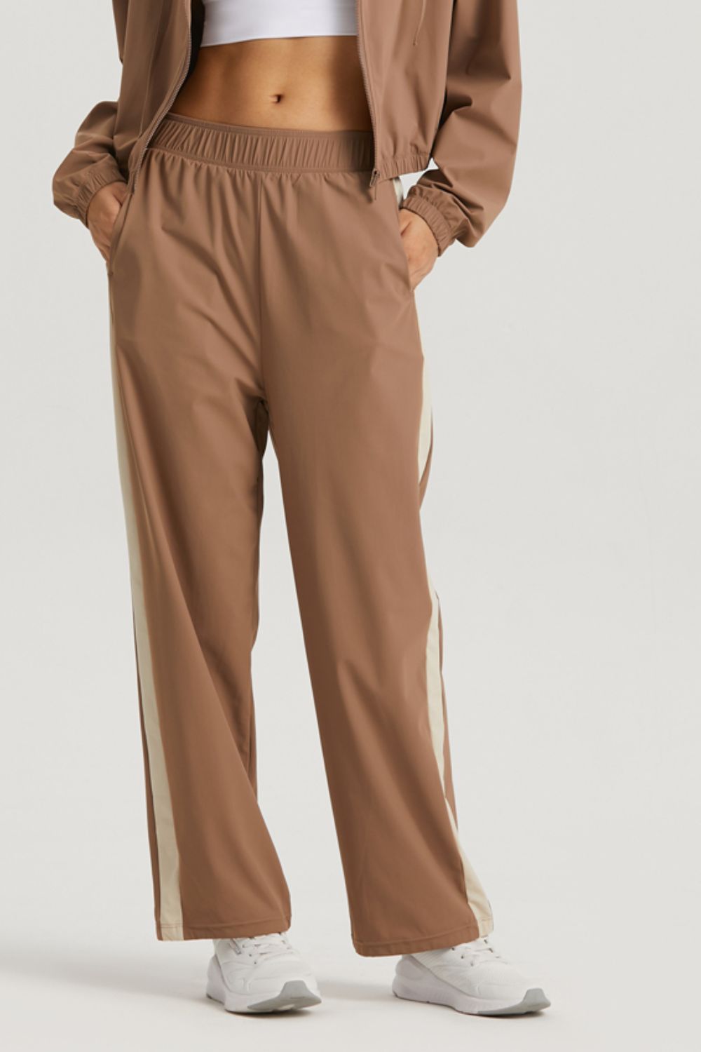 Side Stripe Elastic Waist Sports Pants-Teresa&#39;s Fashionista LLC