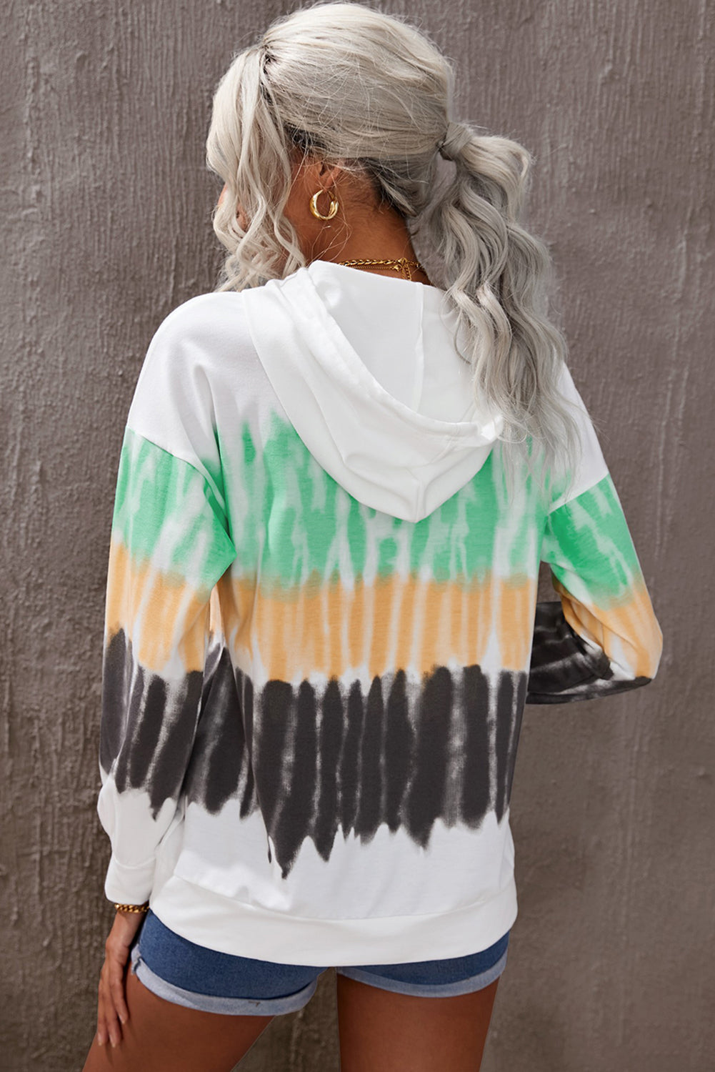 Tie-Dye Drawstring Pullover Hoodie-Teresa&#39;s Fashionista LLC