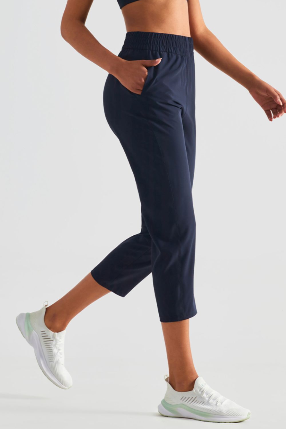 Elastic Waist Cropped Sports Pants-Teresa&#39;s Fashionista LLC