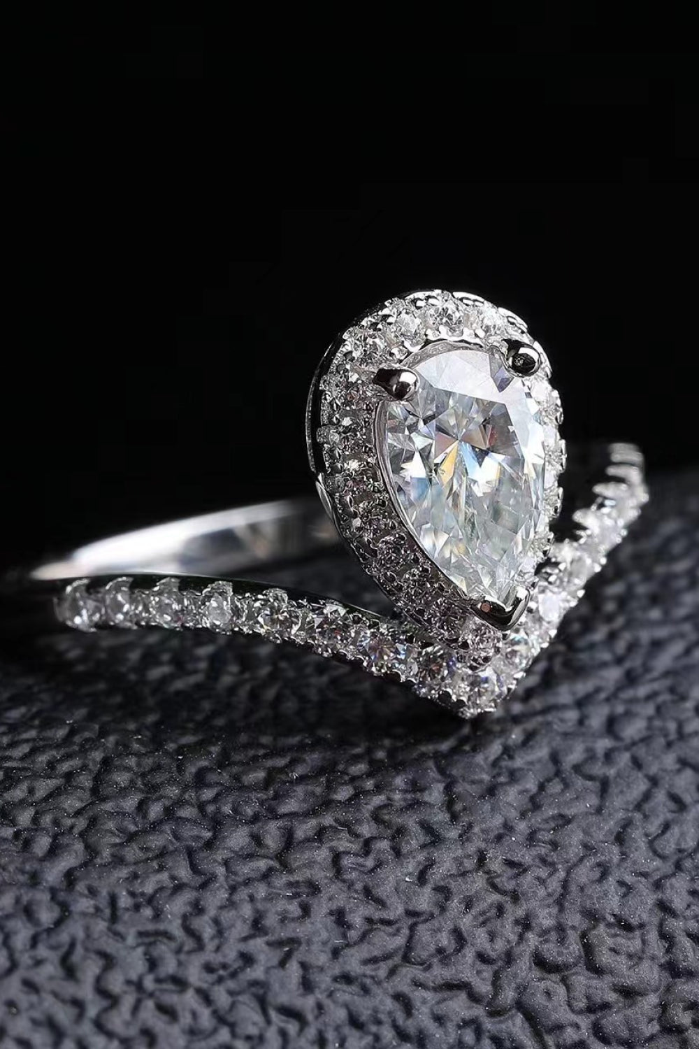 2 Carat Moissanite Teardrop Ring-Teresa&#39;s Fashionista LLC