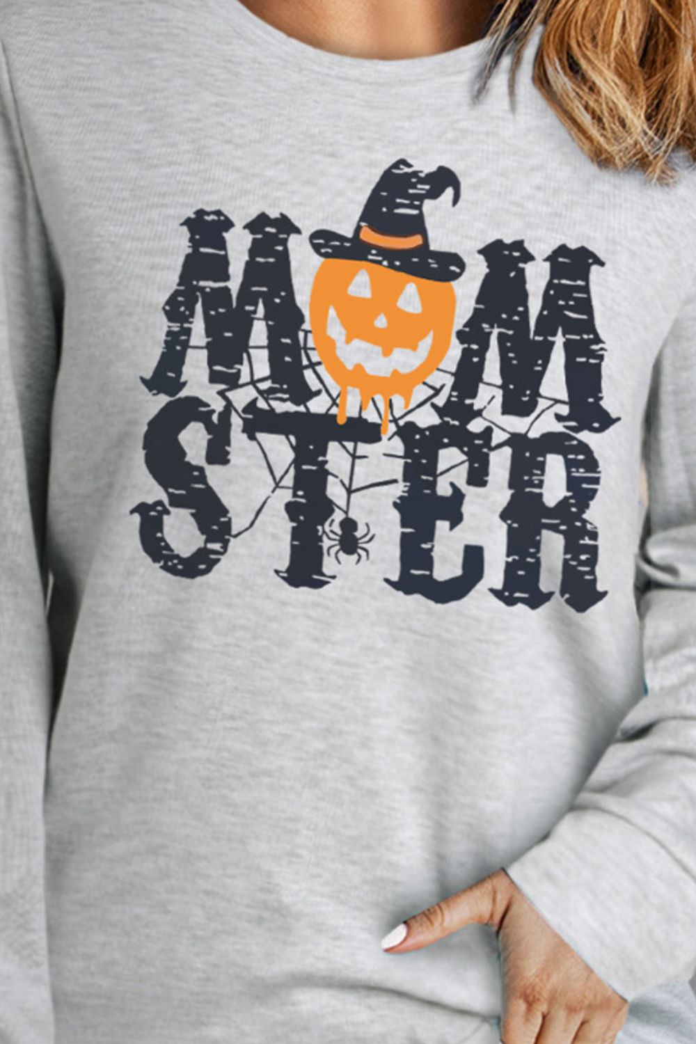 Round Neck Long Sleeve MOMSTER Graphic Sweatshirt-Teresa&#39;s Fashionista LLC