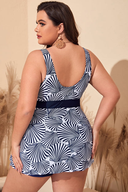 Plus Size Printed Sleeveless Top and Shorts Swim Set-Teresa&#39;s Fashionista LLC