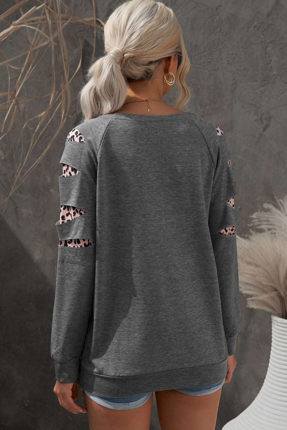 Leopard Patchwork Raglan Sleeve Sweatshirt-Teresa&#39;s Fashionista LLC