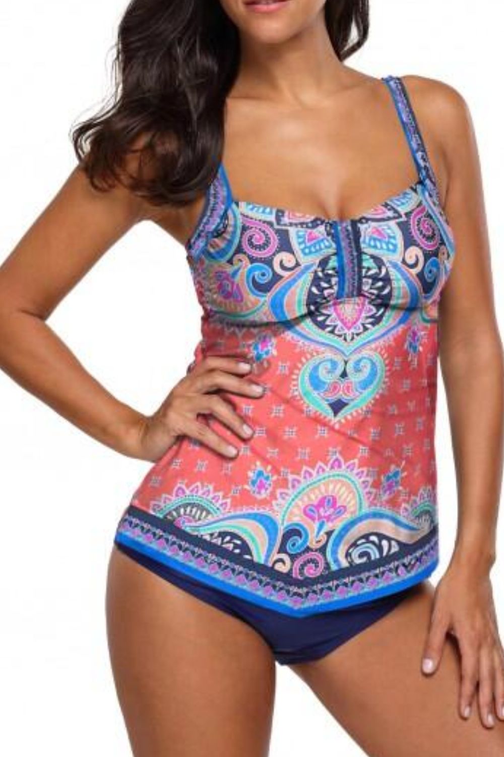 Printed Adjustable Strap Tankini Set-Teresa&#39;s Fashionista LLC