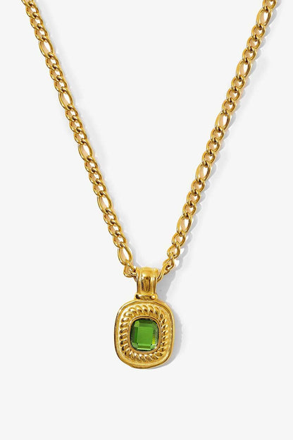 18K Gold Plated Inlaid Rhinestone Pendant Necklace-Teresa&#39;s Fashionista LLC