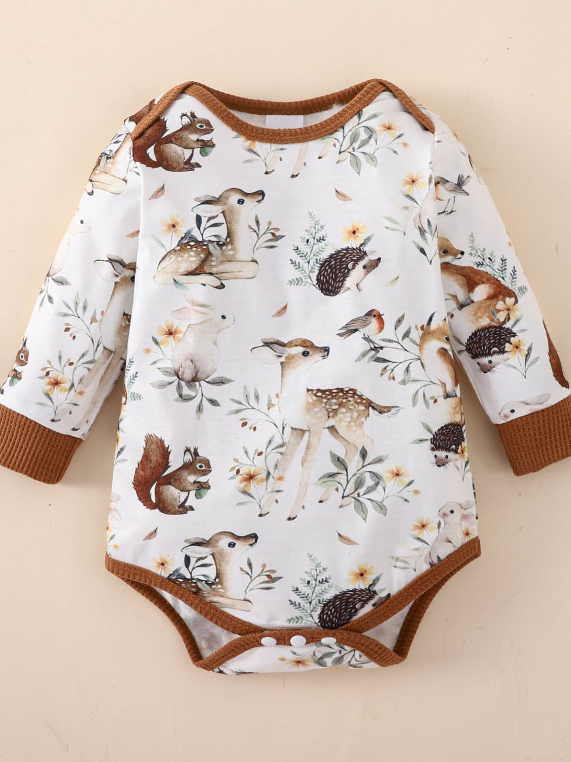 Baby Printed Bodysuit and Waffle-Knit Joggers Set-Teresa&#39;s Fashionista LLC