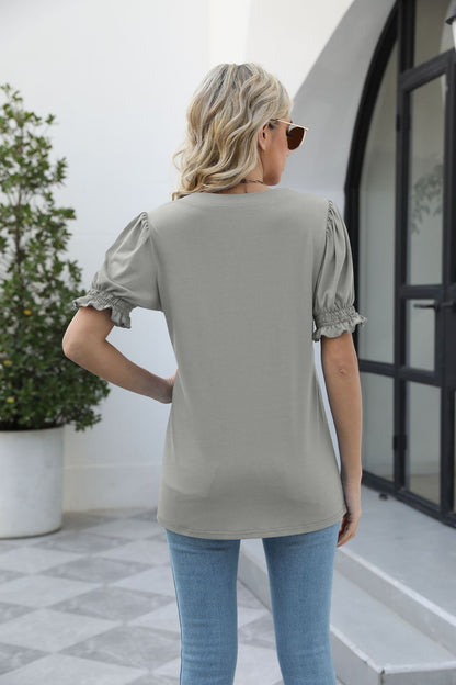 Square Neck Flounce Sleeve Top-Teresa&#39;s Fashionista LLC