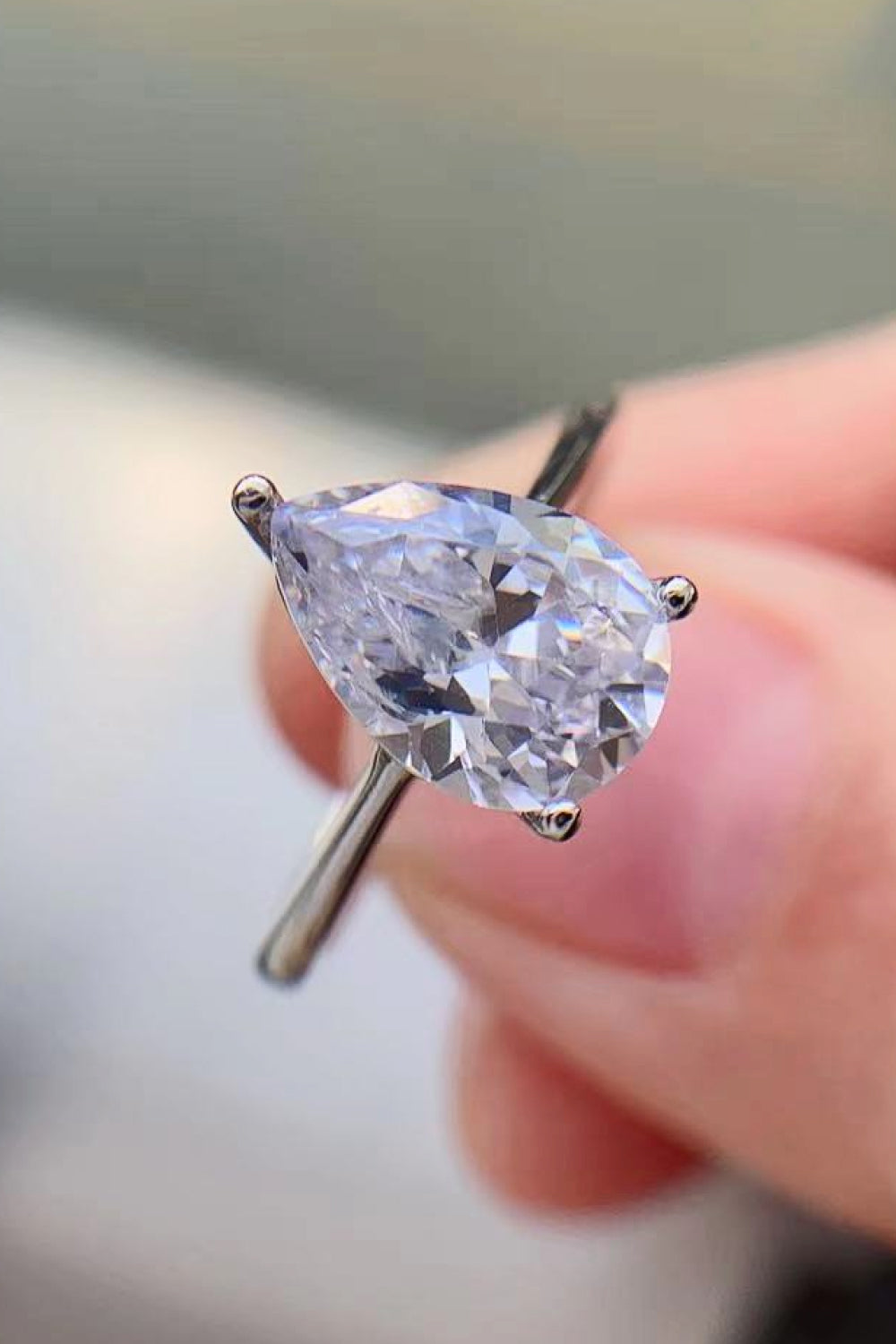 Classic Teardrop 2 Carat Moissanite Ring-Teresa&#39;s Fashionista LLC