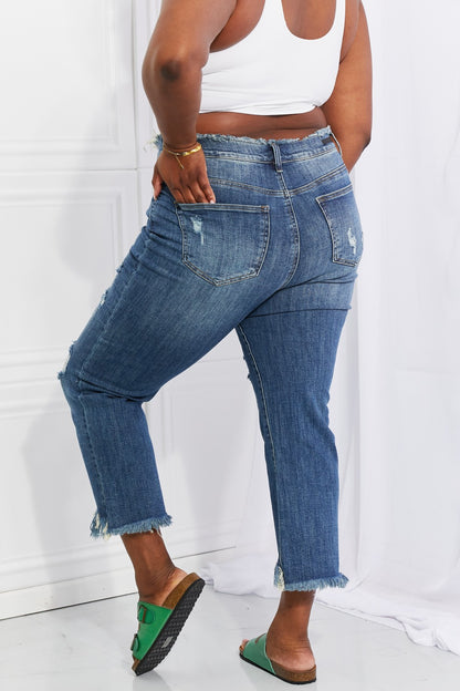 RISEN Full Size Undone Chic Straight Leg Jeans-Teresa&#39;s Fashionista LLC