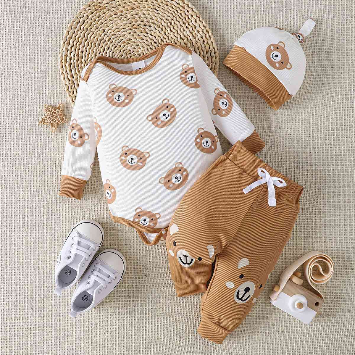 Bear Print Bodysuit and Joggers Set-Teresa&#39;s Fashionista LLC