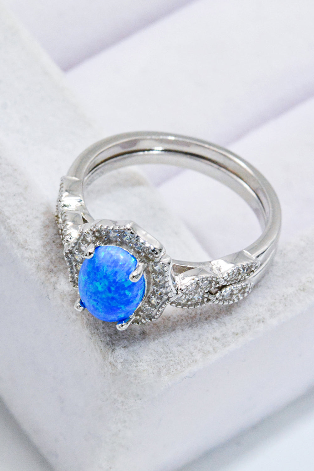 2-Piece 925 Sterling Silver Opal Ring Set-Teresa&#39;s Fashionista LLC