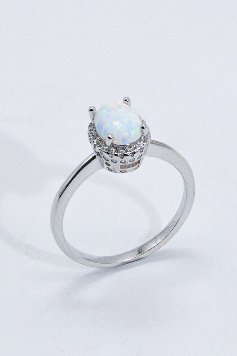 925 Sterling Silver 4-Prong Opal Ring-Teresa&#39;s Fashionista LLC