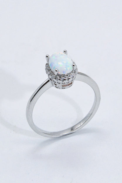 925 Sterling Silver 4-Prong Opal Ring-Teresa&#39;s Fashionista LLC