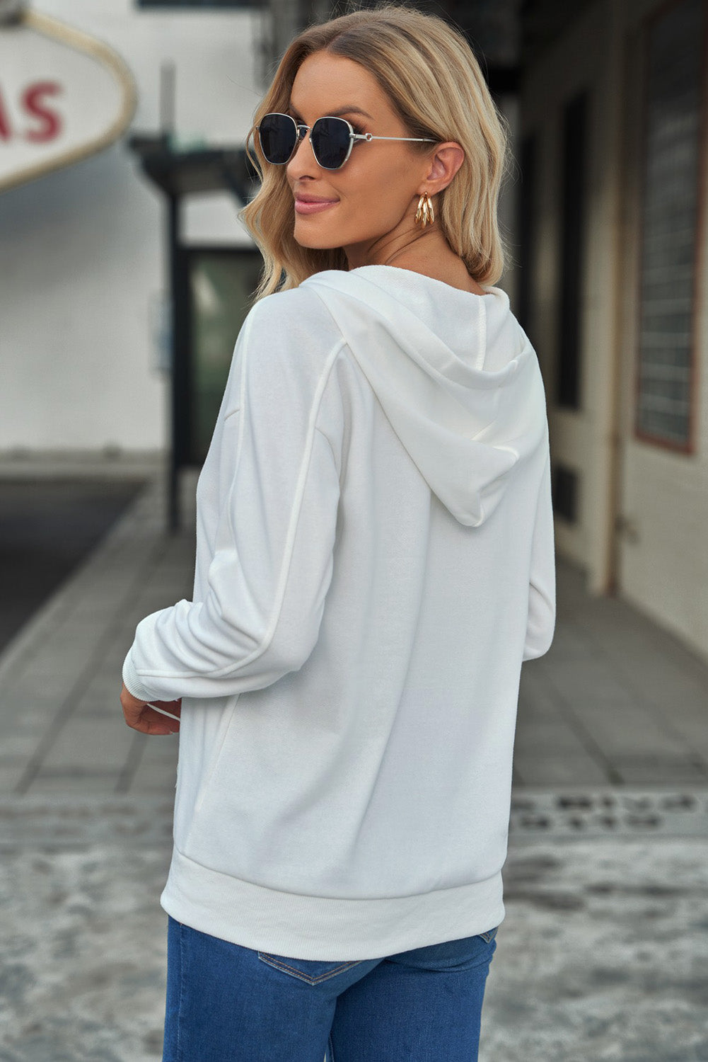 Lace-Up Dropped Shoulder Hoodie-Teresa&#39;s Fashionista LLC