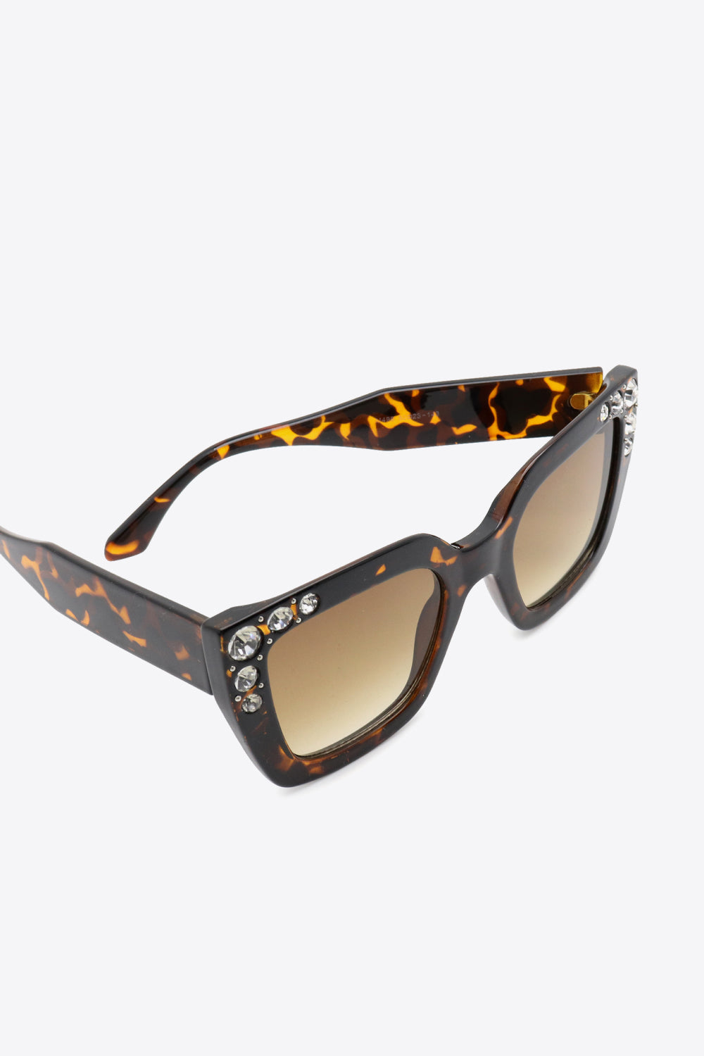 Inlaid Rhinestone Polycarbonate Sunglasses-Teresa&#39;s Fashionista LLC