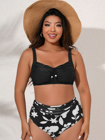 Plus Size Printed Gathered Detail Bikini Set-Teresa&#39;s Fashionista LLC